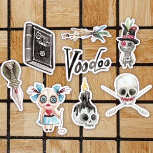 Voodoo Sticker Pack of 8 Vinyl Stickers Waterproof Horror Die Cut Sticker Set